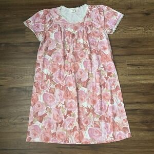 Vintage Y2K Womens Short Sleeve Nightgown Dress Floral Lace Cottagecore Coquette